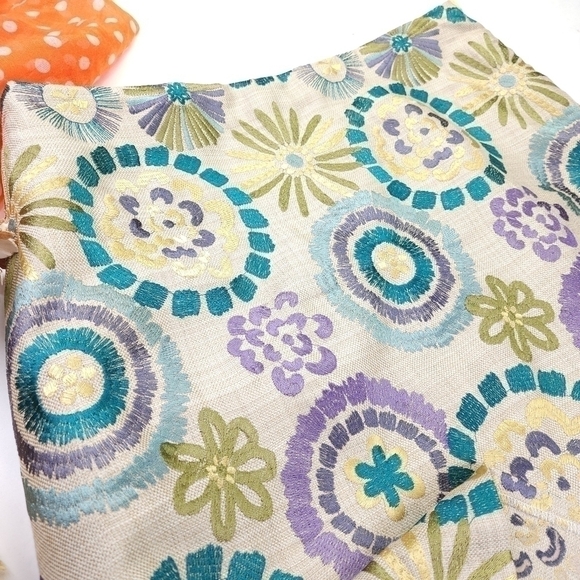 Sevier Skirt Cotton Linen Embroidered Floral Weave Skirt Sz 12 - Picture 6 of 10